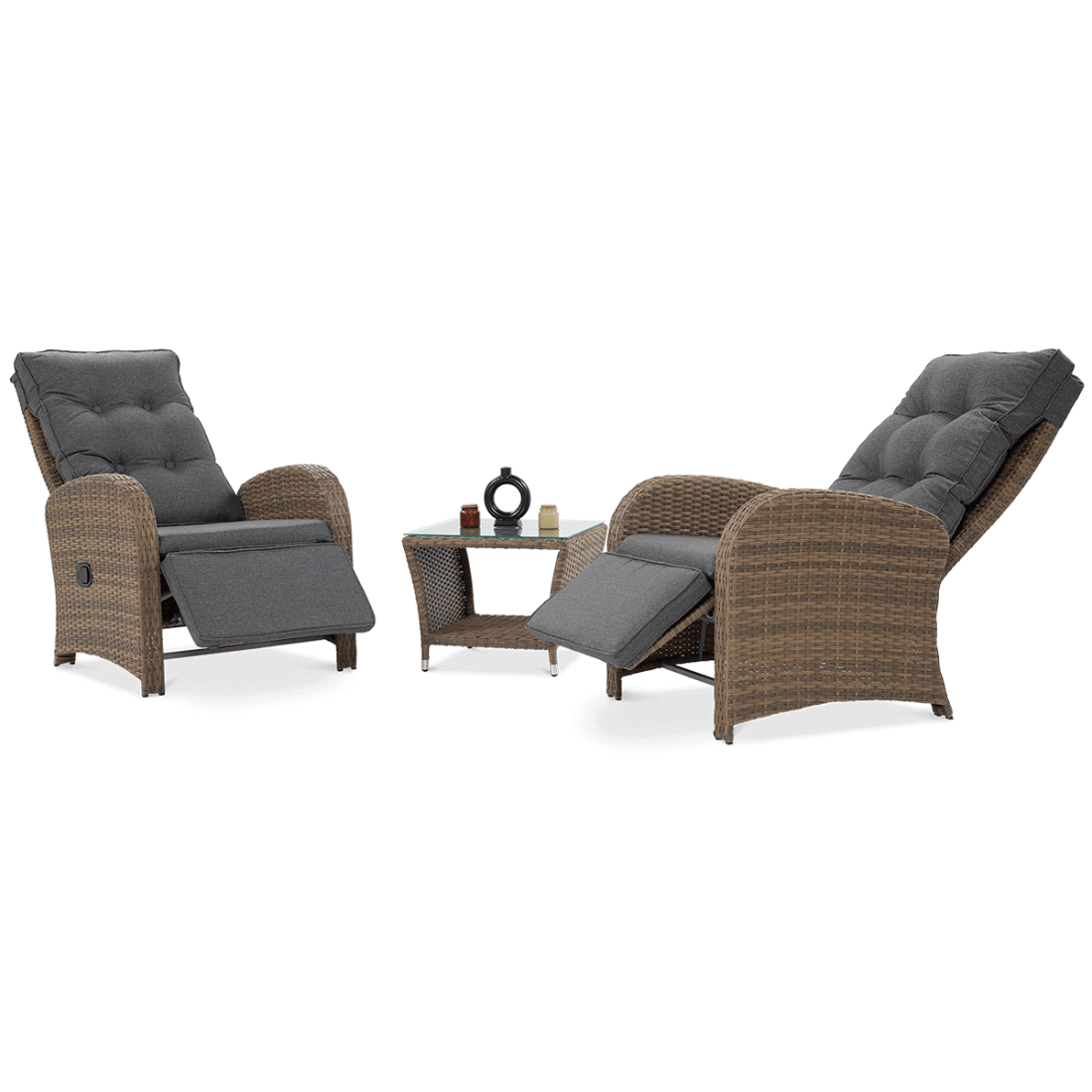 Regulacja oparcia oraz podnóżka w fotelach z zestawu ALICANTE DUO Brown