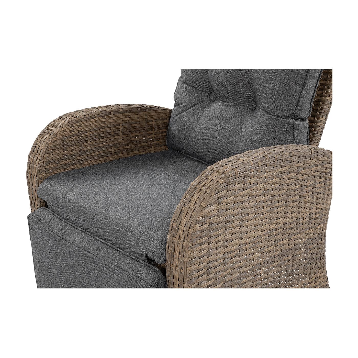 Zbliżenie na materiał wykonania fotela z zestawu mebli ALICANTE DUO Brown