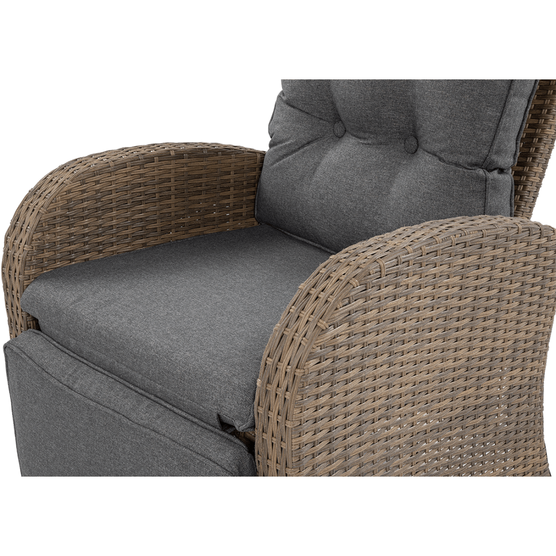 Zbliżenie na materiał wykonania fotela z zestawu mebli ALICANTE DUO Brown