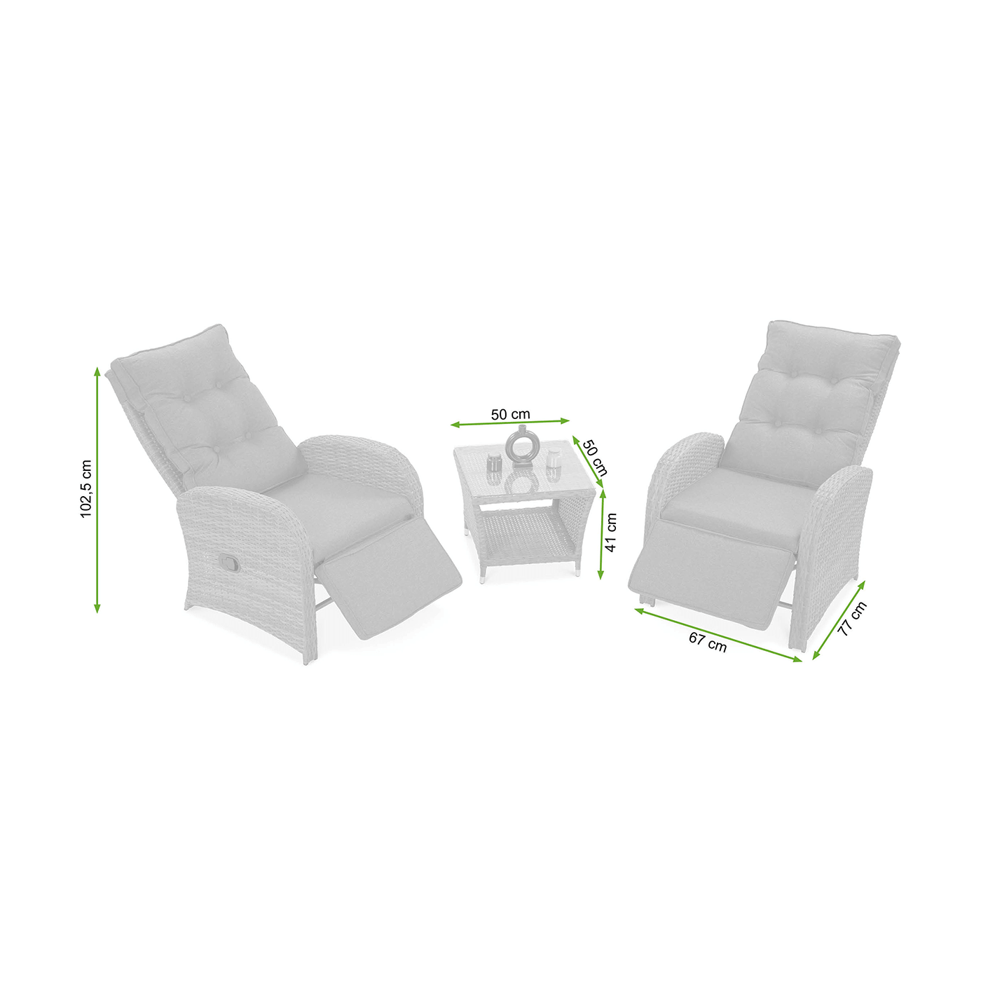 Wymiary zestawu wypoczynkowego ALICANTE DUO Brown