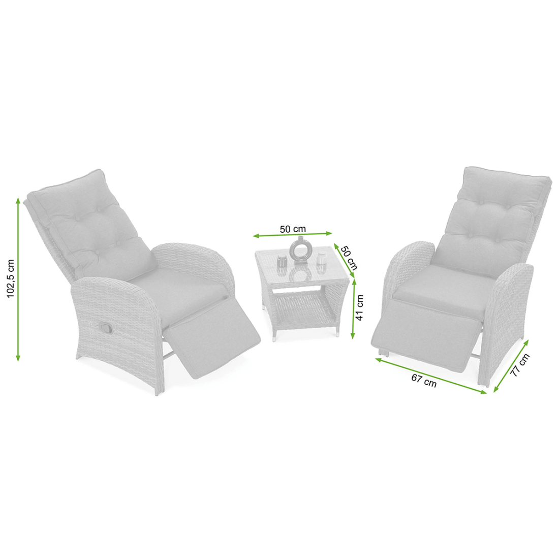 Wymiary zestawu wypoczynkowego ALICANTE DUO Brown