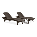 PACIFIC 2x DECK CHAIR + TABLE BROWN