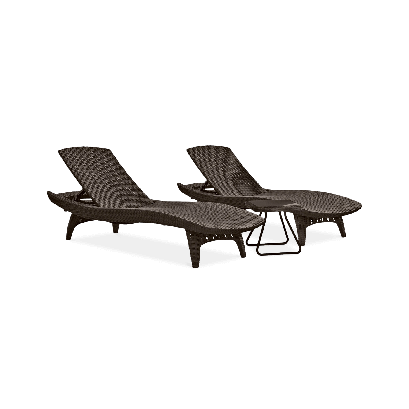 PACIFIC 2x DECK CHAIR + TABLE BROWN