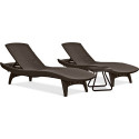 PACIFIC 2x DECK CHAIR + TABLE BROWN