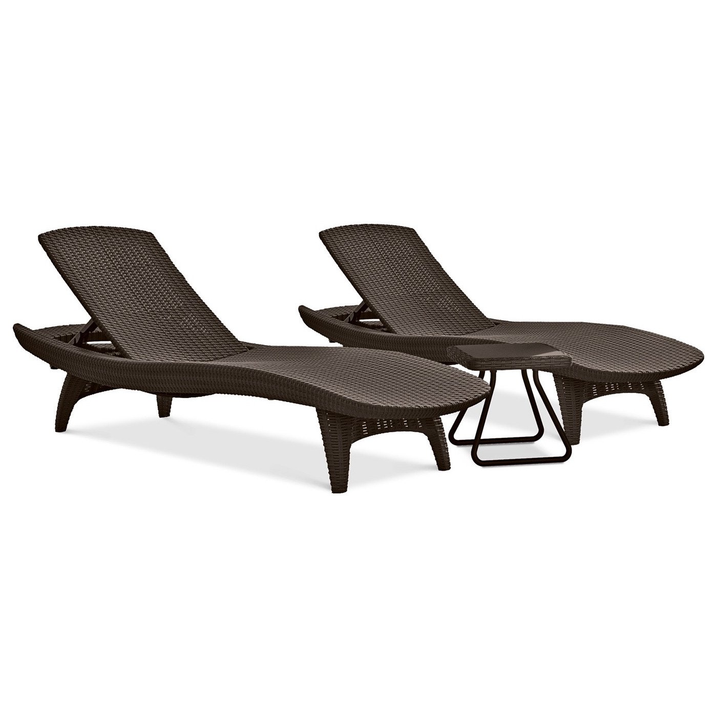 PACIFIC 2x DECK CHAIR + TABLE BROWN