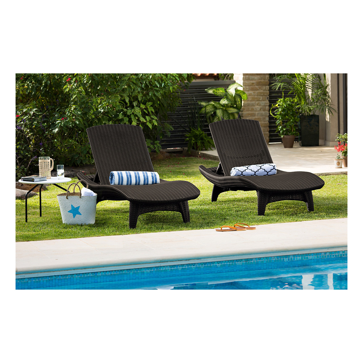 PACIFIC 2x LEŻAK+STOLIK BROWN