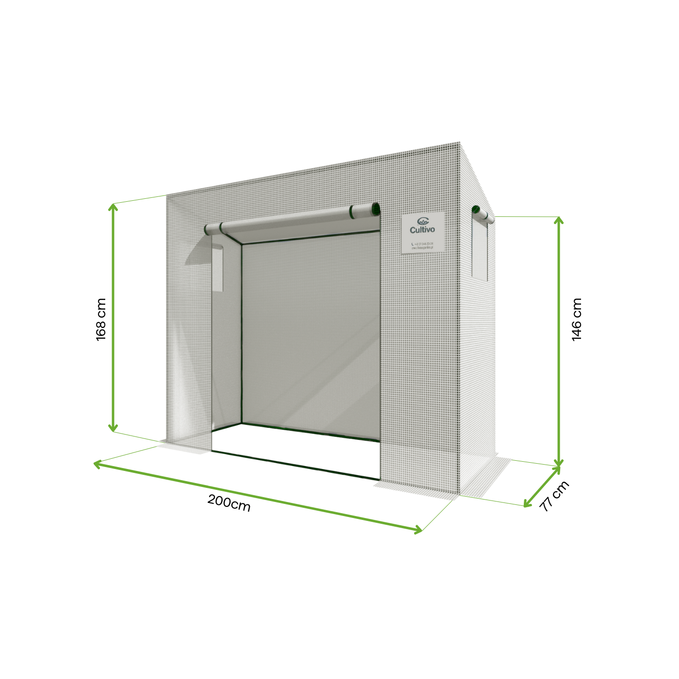Wymiary szklarni ogrodowej na pomidory 200x77 cm kolor biały 