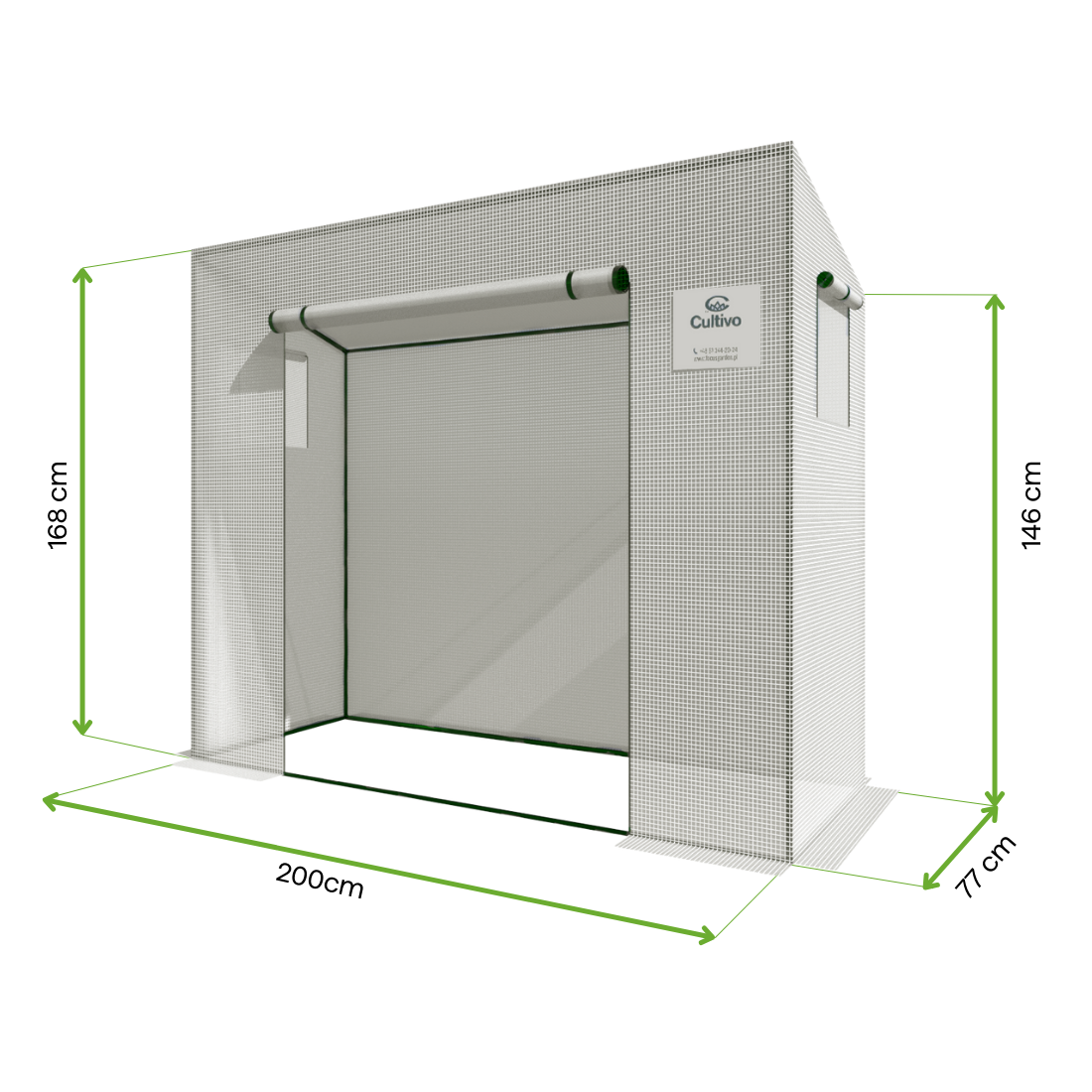 Wymiary szklarni ogrodowej na pomidory 200x77 cm kolor biały 