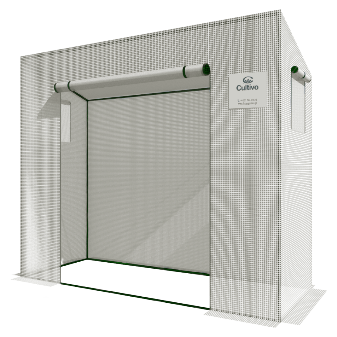 Widok boczny szklarni ogrodowej na pomidory 200x77 cm kolor biały 