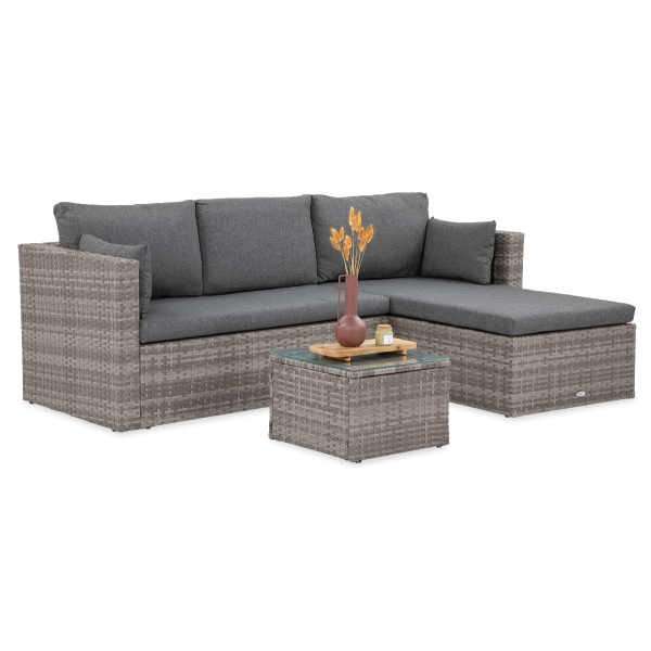 Narożnik technorattanowy LIZBONA Grey - Focus Garden