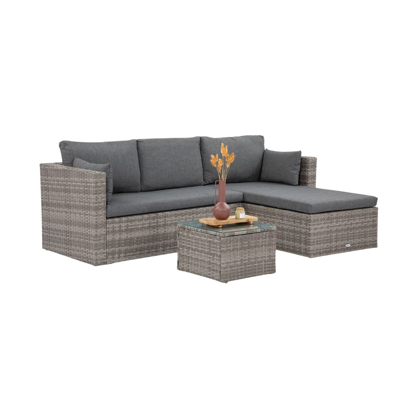 Narożnik technorattanowy LIZBONA Grey Focus Garden