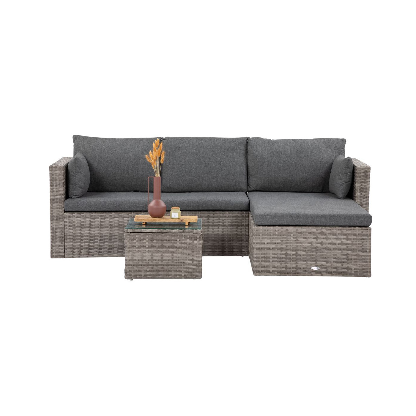 Narożnik do ogrodu technorattanowy LIZBONA Grey Focus Garden