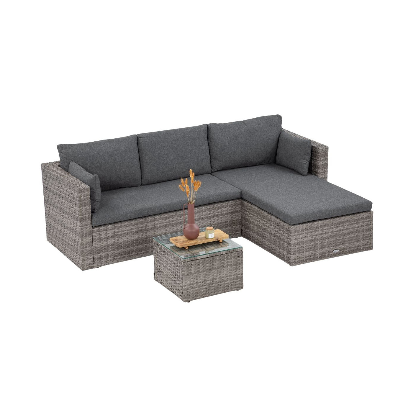 Narożnik na tarastechnorattanowy LIZBONA Grey Focus Garden