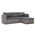 Narożnik technorattanowy, poduszki LIZBONA Grey Focus Garden