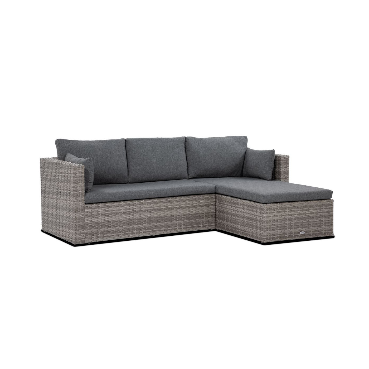 Narożnik technorattanowy, poduszki LIZBONA Grey Focus Garden