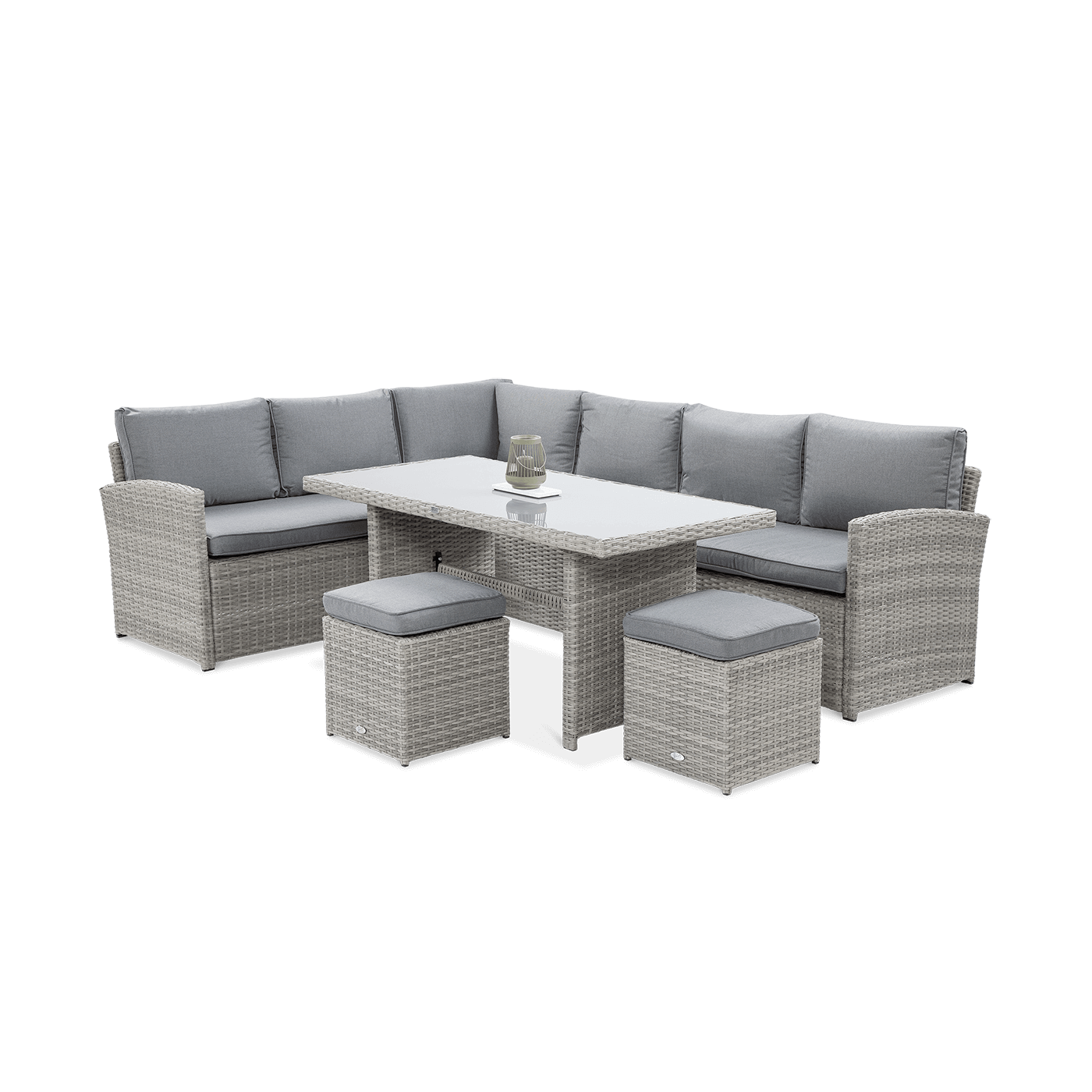 Narożnik technorattanowy SALO + PUFY Stone Grey