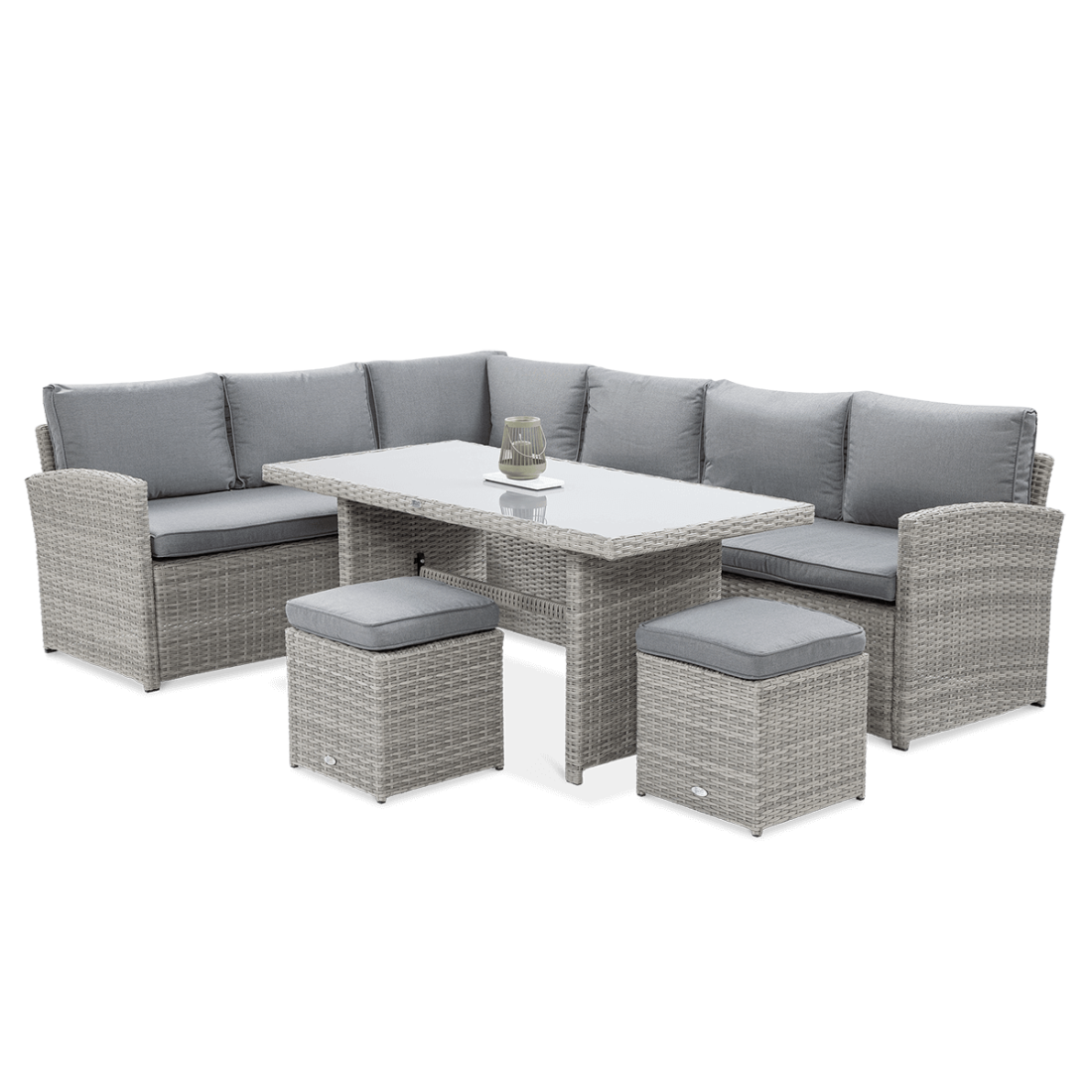 Narożnik technorattanowy SALO + PUFY Stone Grey