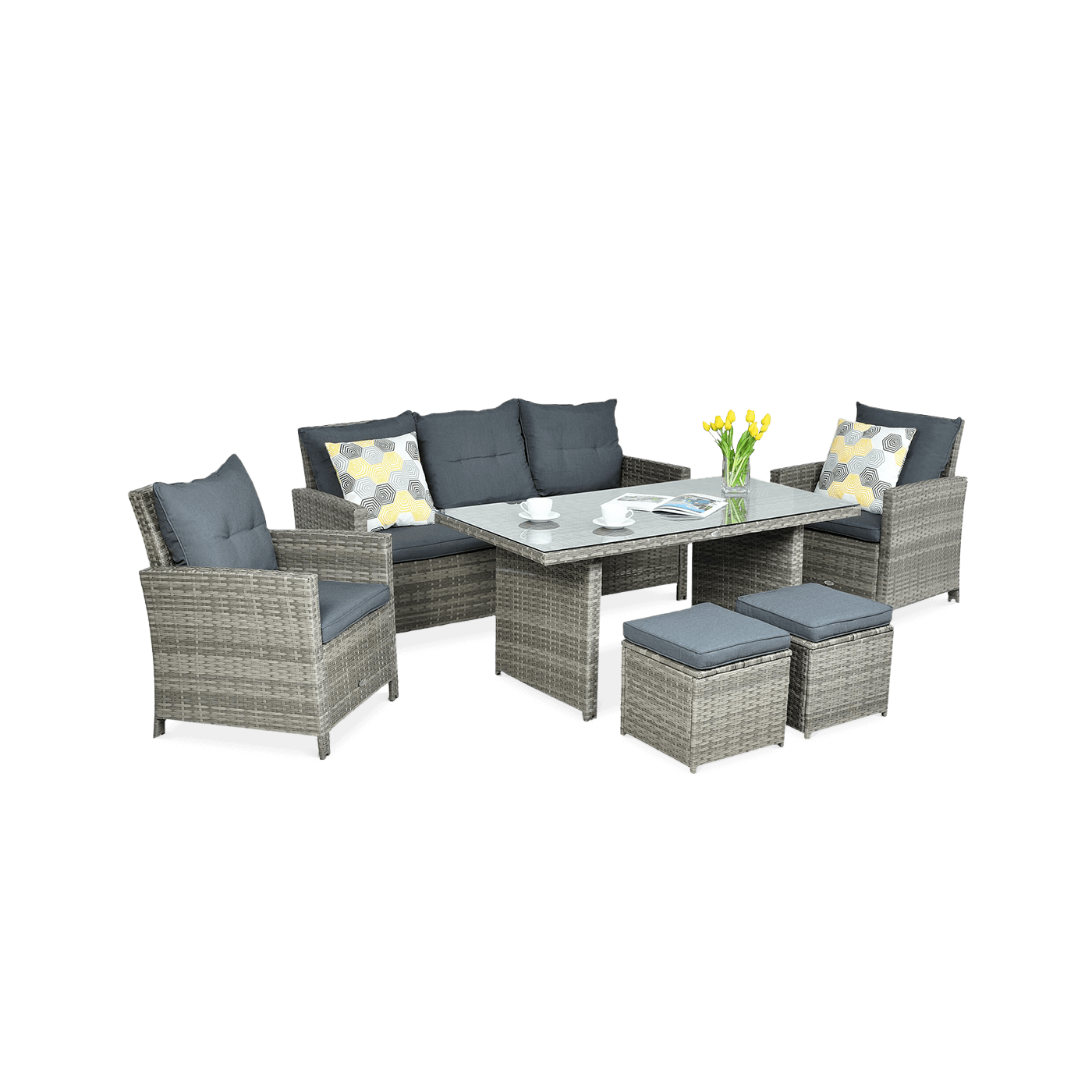 Zestaw mebli ogrodowych Ibiza Grey z technorattanu