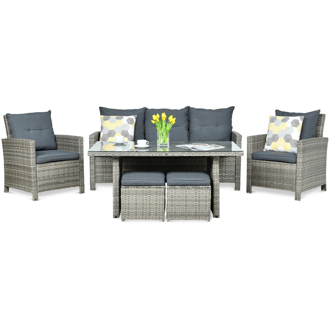 Zestaw mebli ogrodowych Ibiza Grey z technorattanu