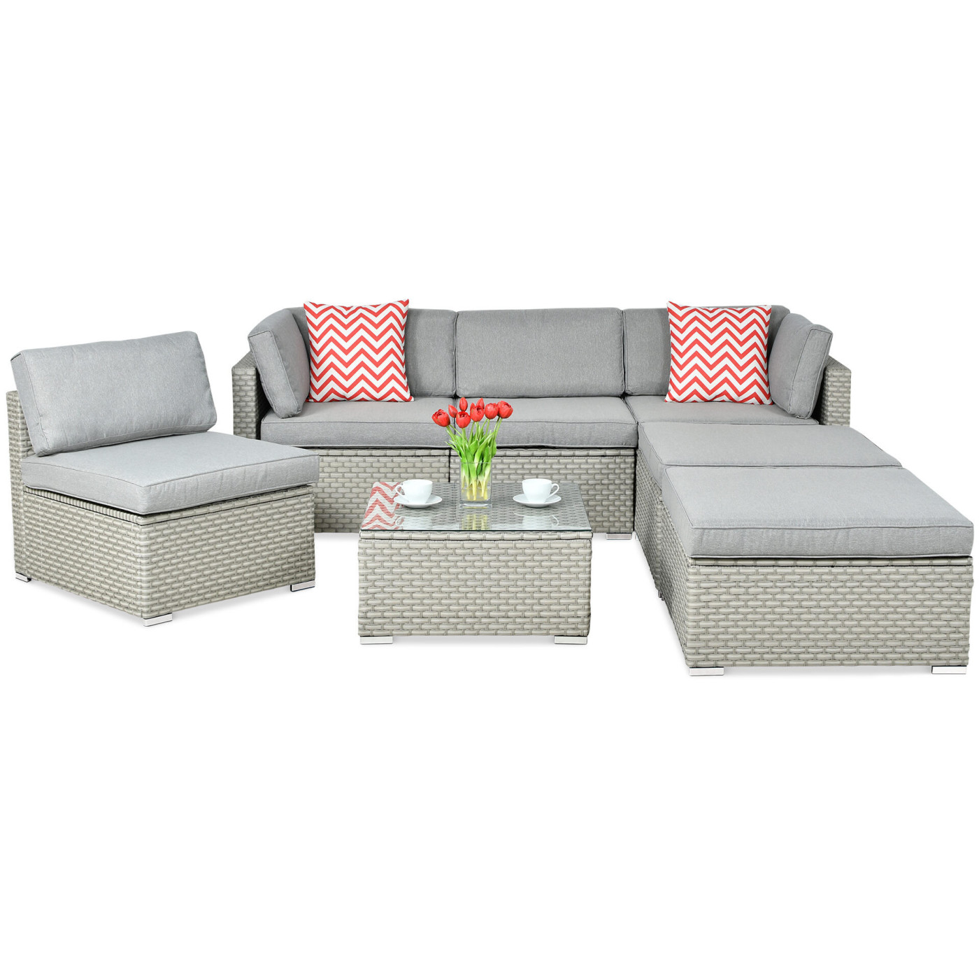 Naroznik modulowy z technorattanu Porto Grey