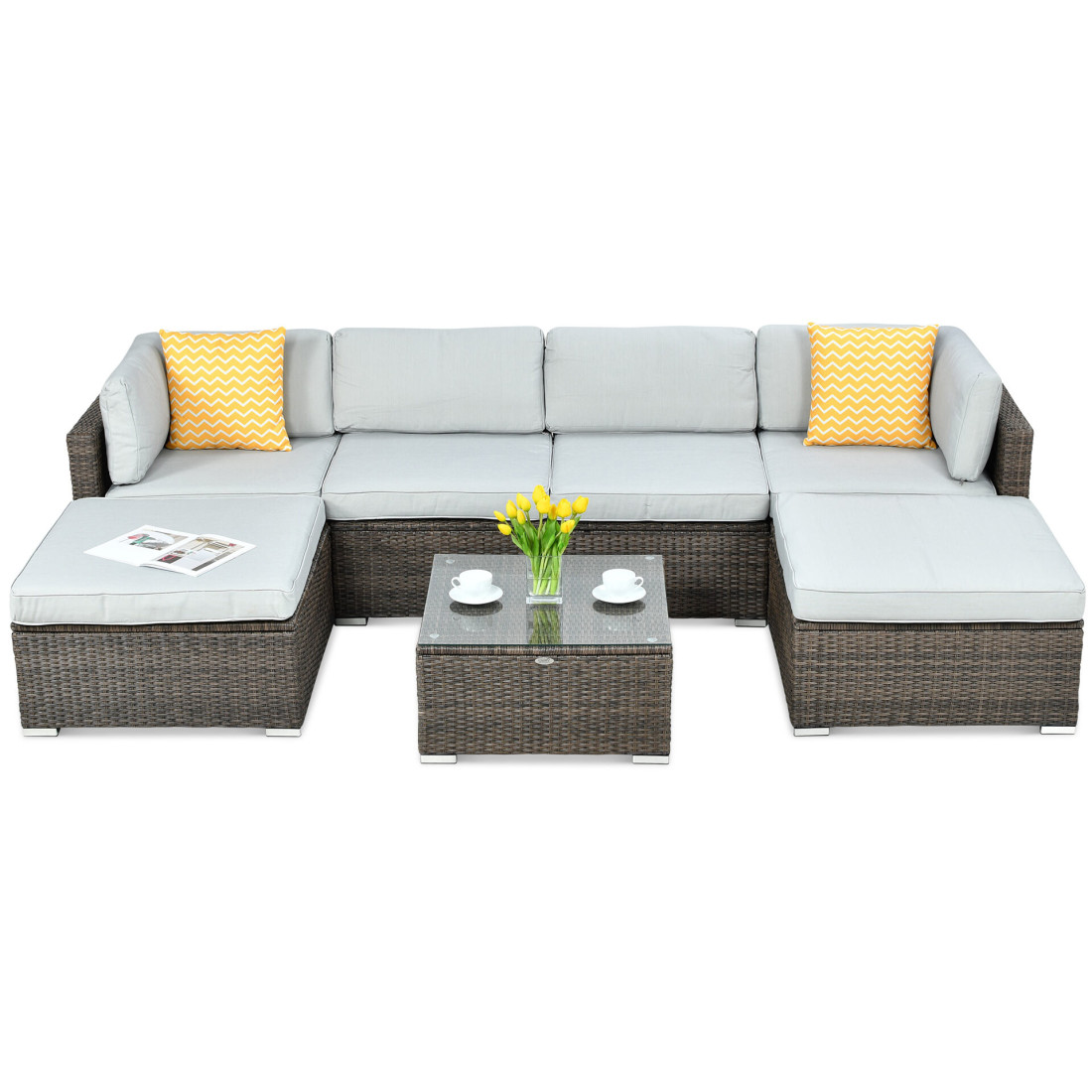 Naroznik ogrodowy z technorattanu PORTO Brown