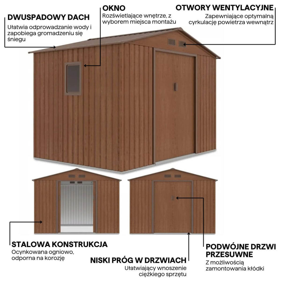 HUDSON 9x6 DOMEK METALOWY WALNUT