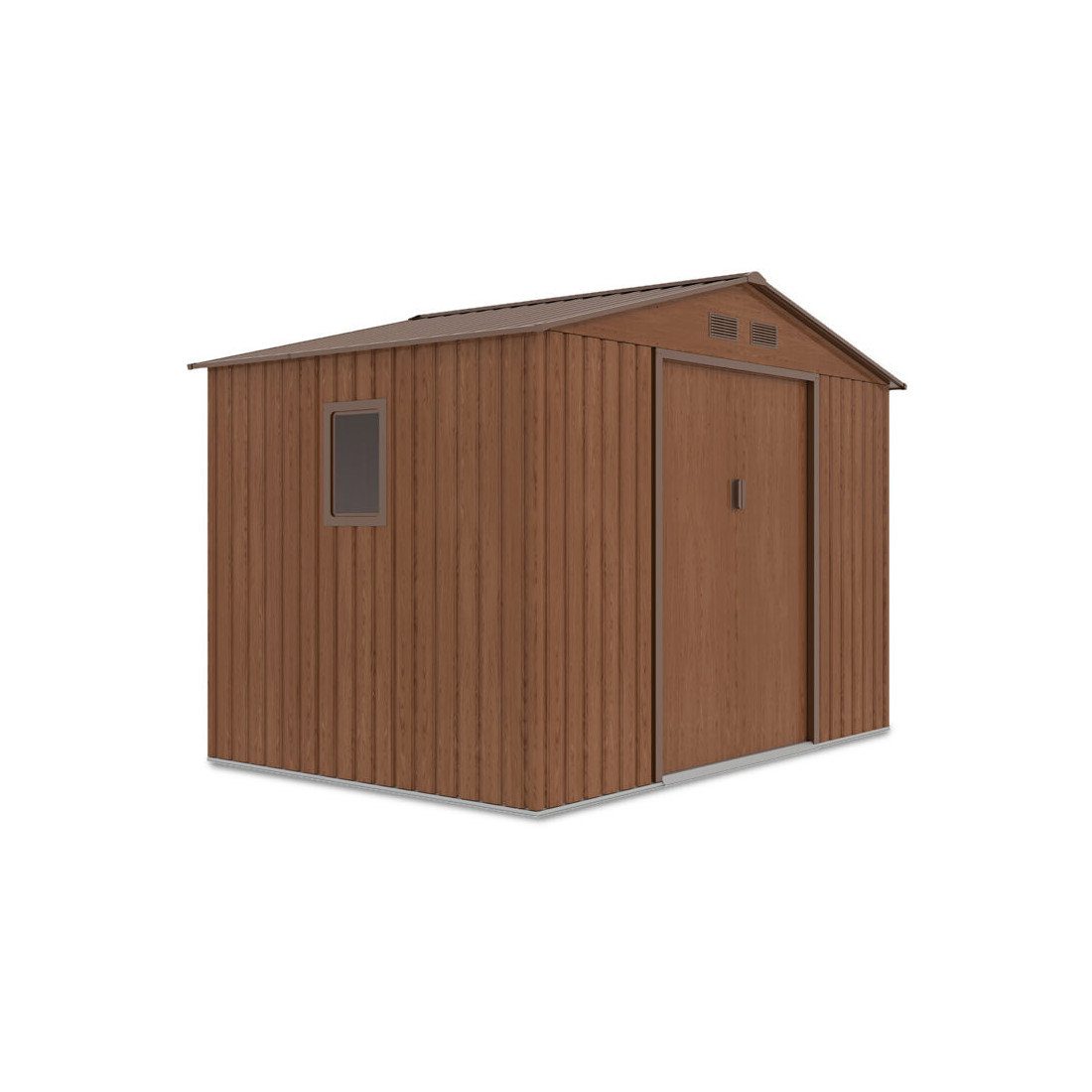 Widok na boczną ścianę z oknem domku na narzędzia Hudson 277x191cm - Hardmaister