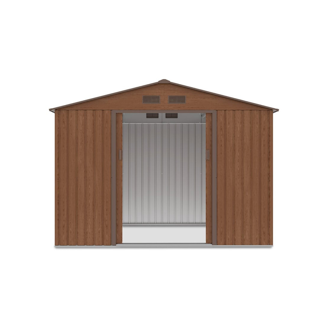 Domek narzędziowy Hudson z otwartymi drzwiami, widok na wnętrze domku 