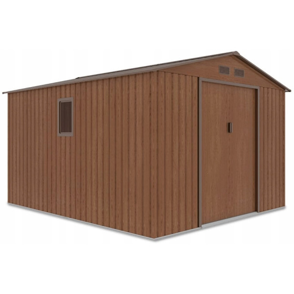 Domek narzędziowy HUDSON 277x319cm Walnut na białym tle