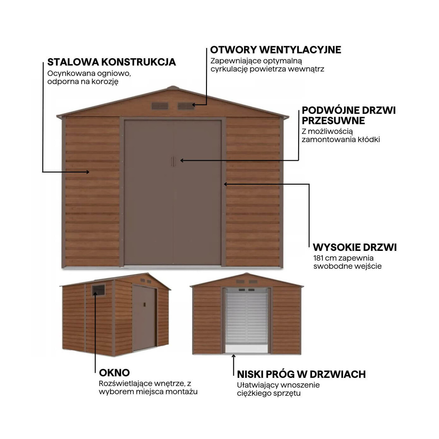 Grafika z detalami i cechami domku narzędziowego Montreal 277x195cm