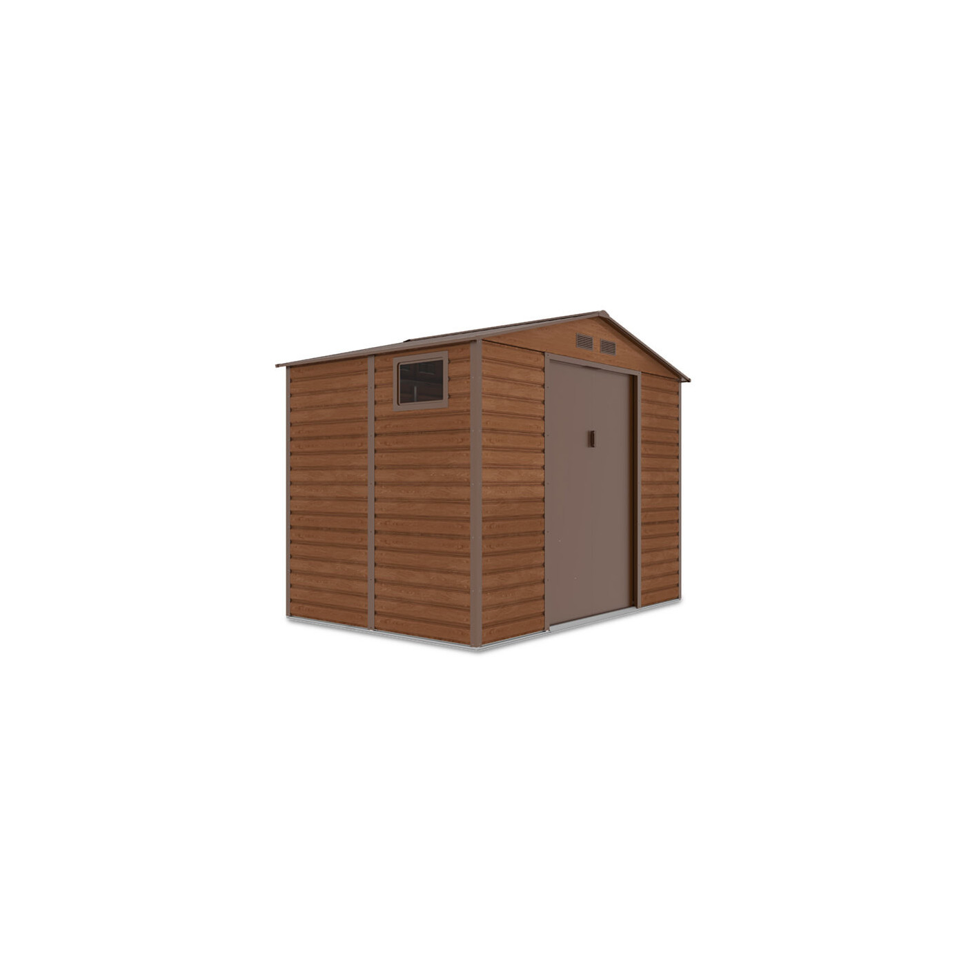 Widok na boczną ścianę z oknem domku na narzędzia MONTREAL 277x195cm