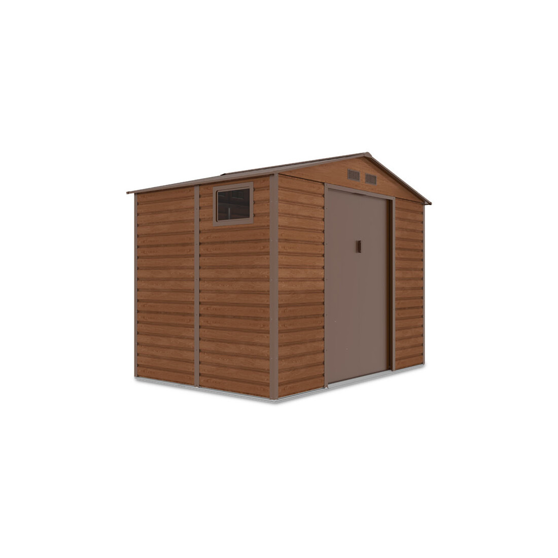 Widok na boczną ścianę z oknem domku na narzędzia MONTREAL 277x195cm