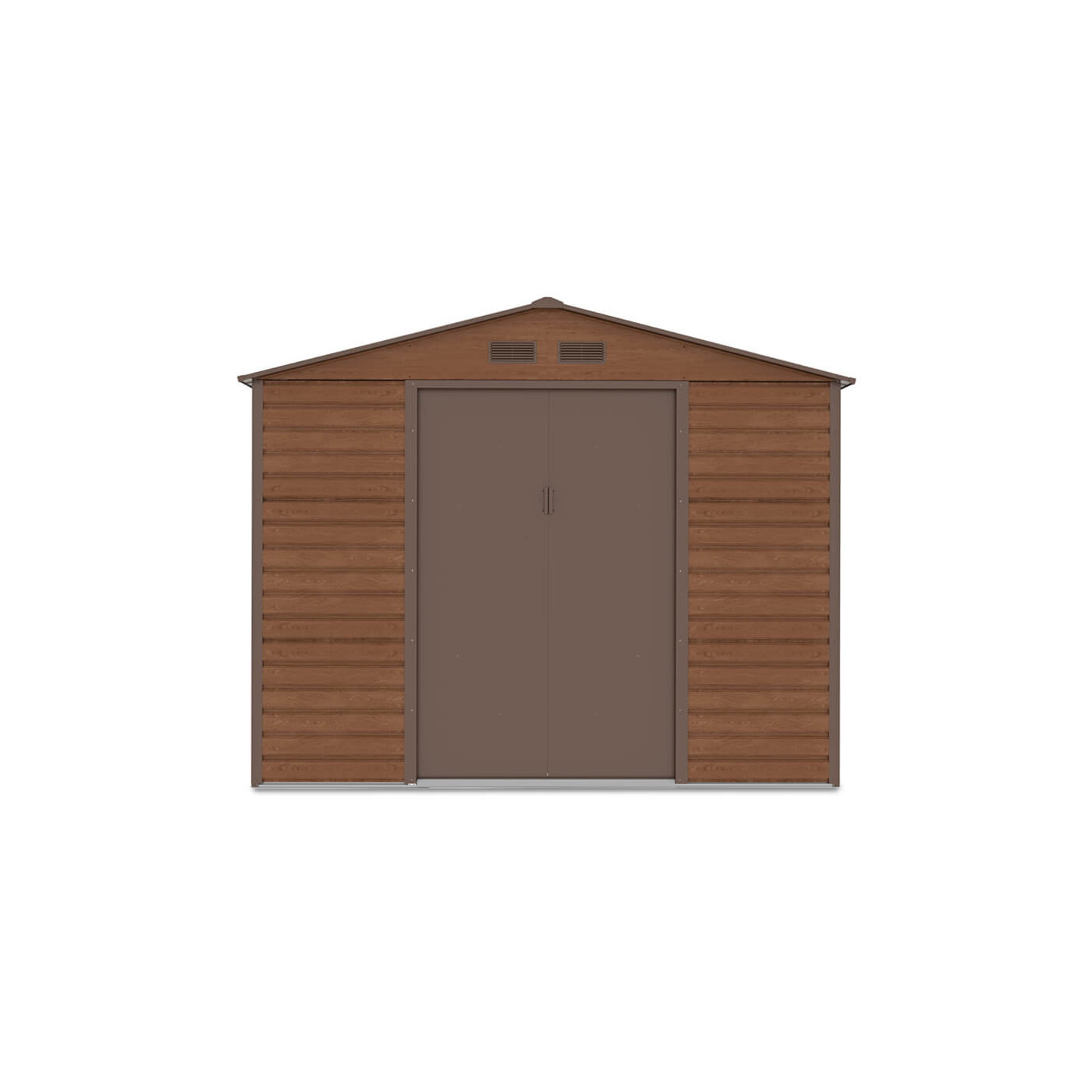 Widok na przednią ścianę i podwójne drzwi domku narzędziowego MONTREAL 277x195cm