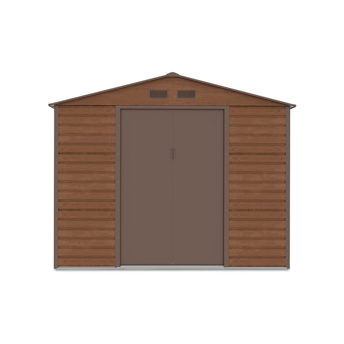 Widok na przednią ścianę i podwójne drzwi domku narzędziowego MONTREAL 277x195cm