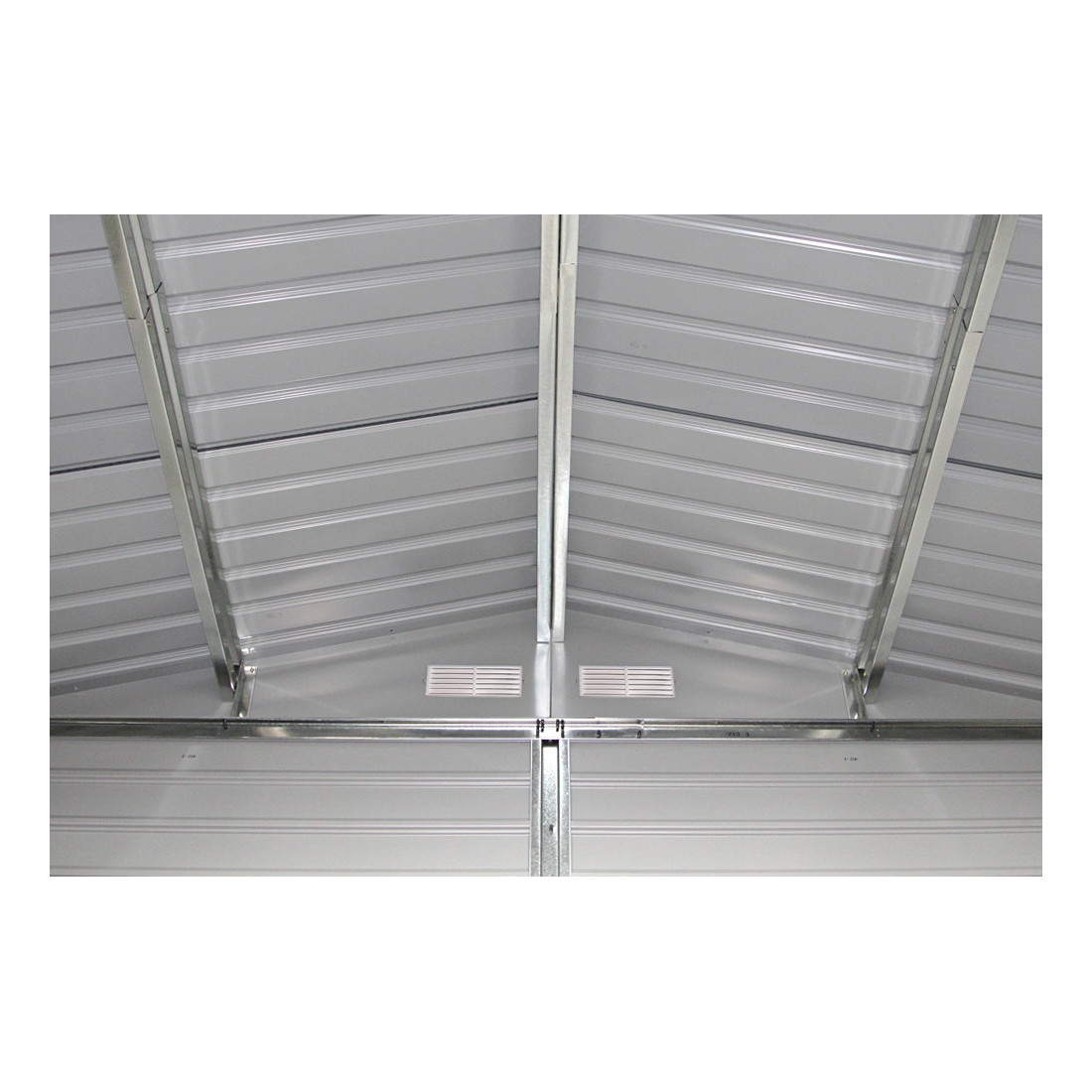 Metalowa konstrukcja dachu wewnątrz domku na narzędzia Montreal 277x195cm Walnut