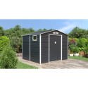 Domek na narzędzia Montreal 277x259 Cold Grey Hardmaister na ogrodzie