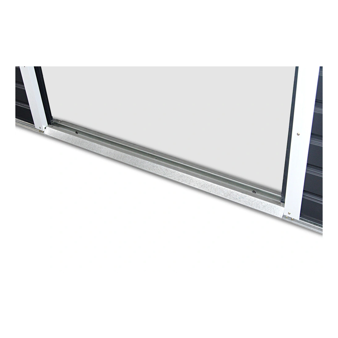 Niski próg w drzwiach domku na narzędzia MONTREAL 277x259cm