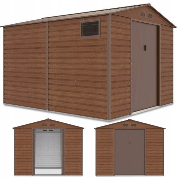 Domek na narzędzie Montreal, zdjęcie z trzema rzutami domku