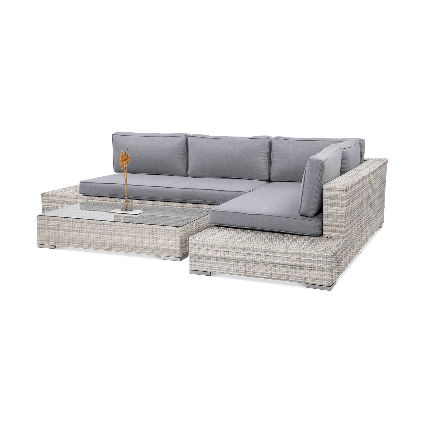 Zestaw do ogrodu lub na taras, narożnik i stolik z technorattanu