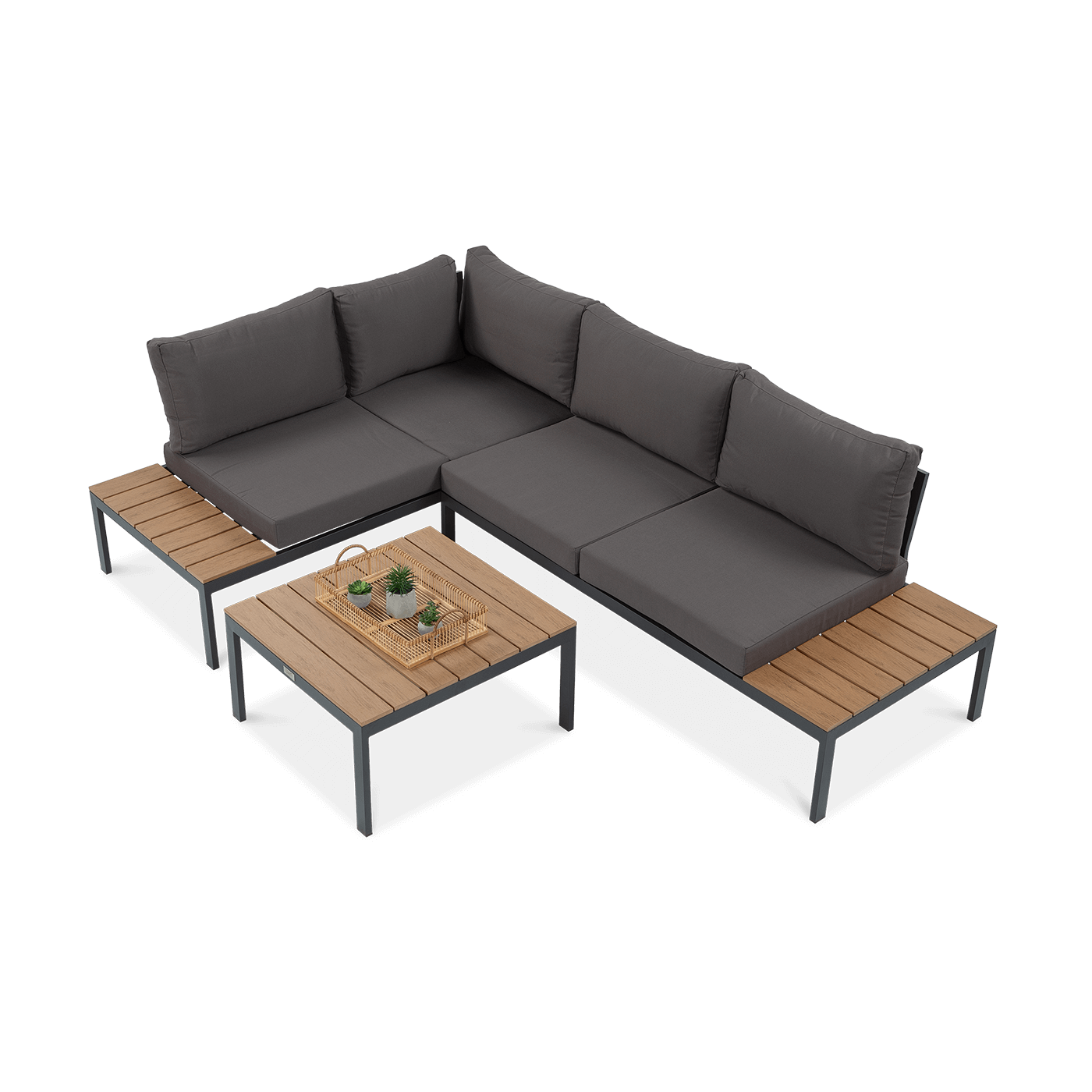 FREEMONT Dark Grey narożnik ogrodowy ze stolikiem