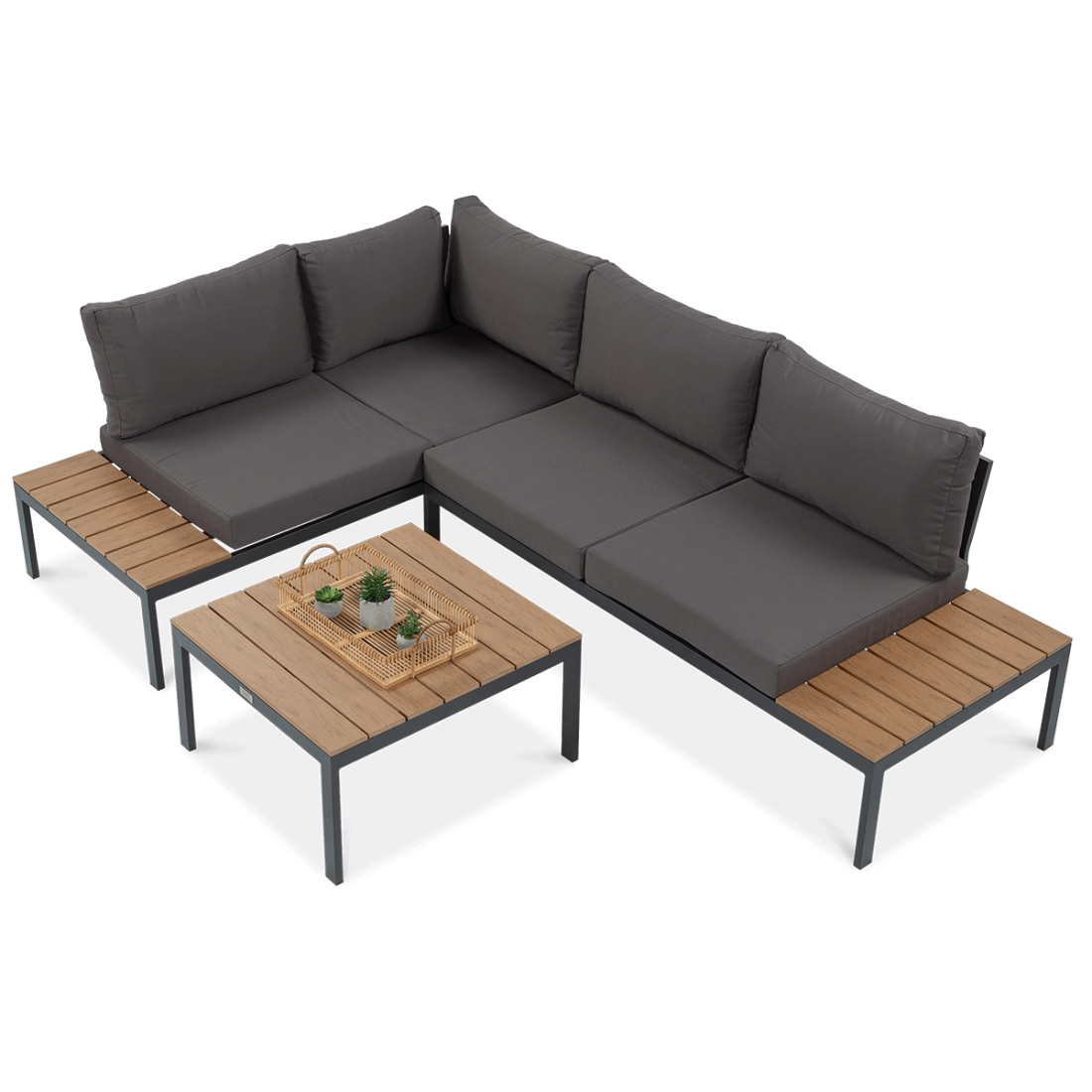 FREEMONT Dark Grey narożnik ogrodowy ze stolikiem