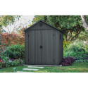 Aranżacja domku ogrodowego DARWIN 6x8 Graphite wykonanego z tworzywa sztucznego