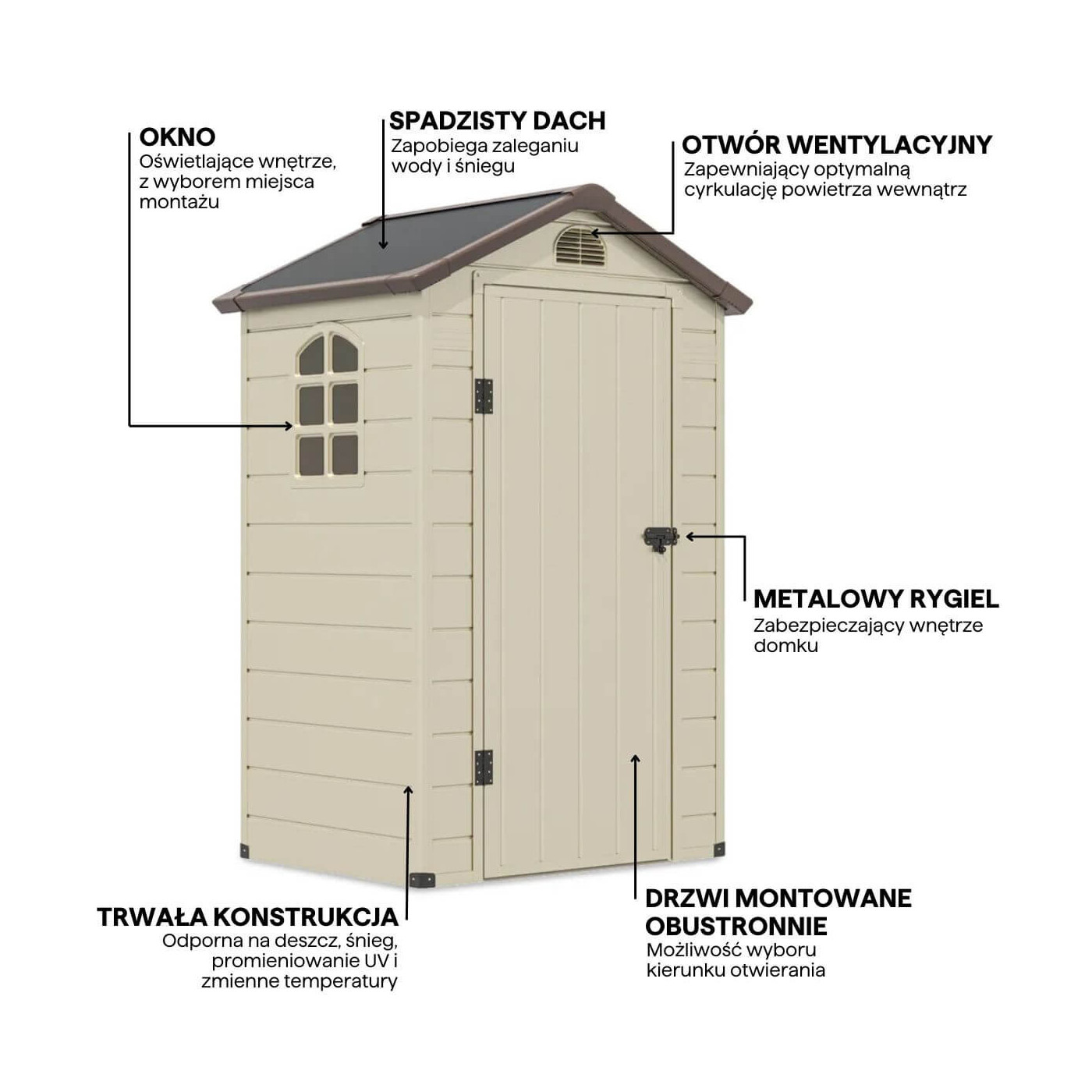 Aranżacja w ogrodzie domku na narzędzia VERMONT 134x104cm