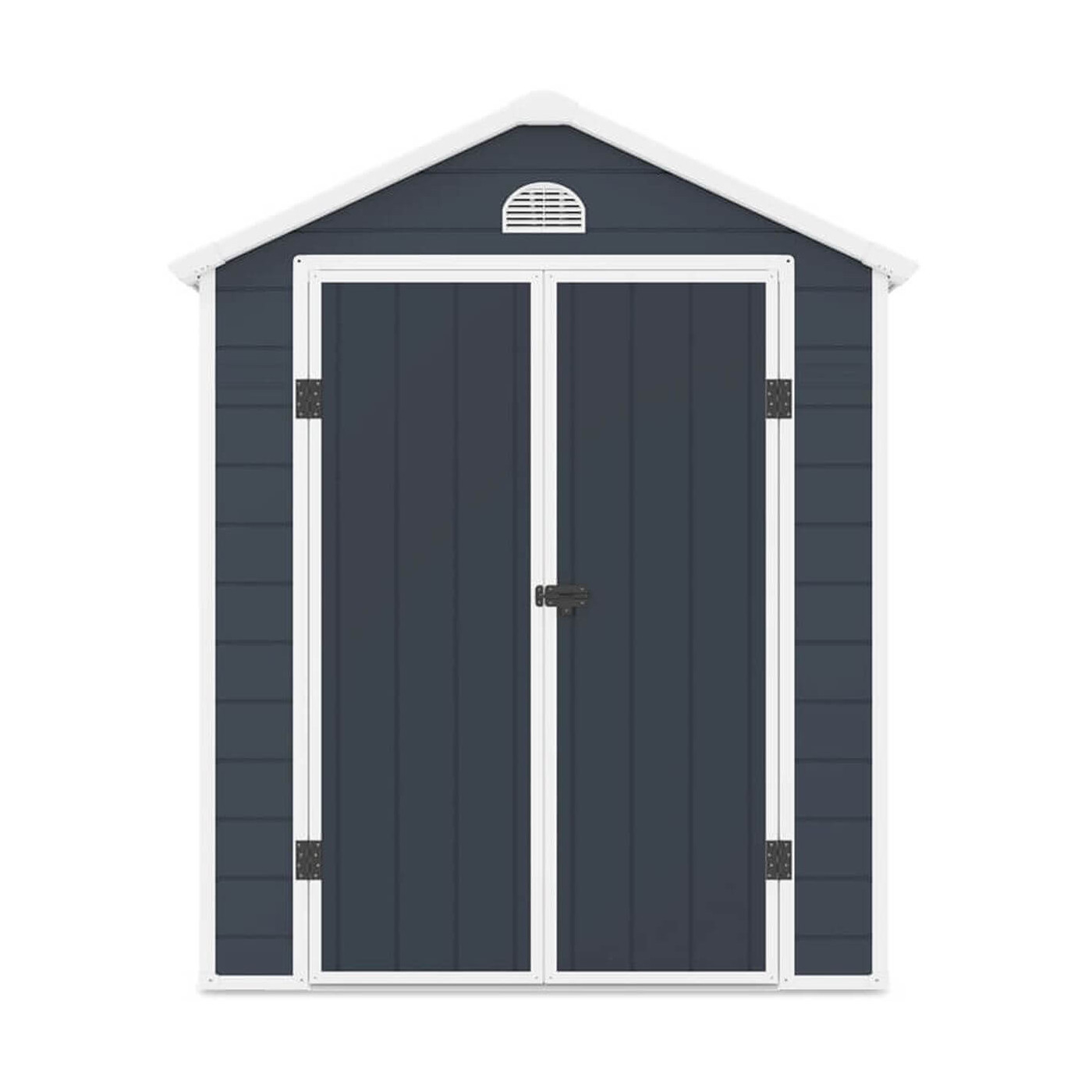 Przód domku ogrodowego na narzędzia Vermont 190x280cm w odcieniu Cold Grey od Hardmaister