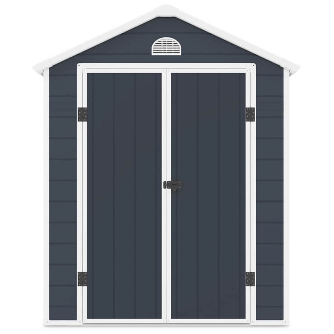 Przód domku ogrodowego na narzędzia Vermont 190x280cm w odcieniu Cold Grey od Hardmaister