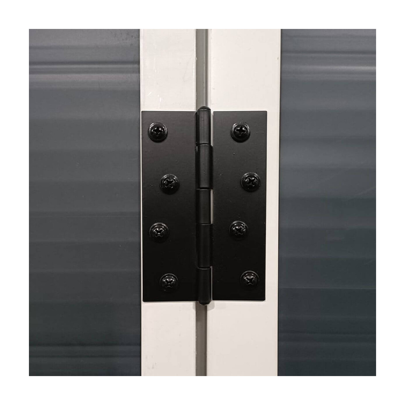 Zawiasy do drzwi domku narzędziowego Vermont - 190x280cm - Hardmaister, czarne, metalowe