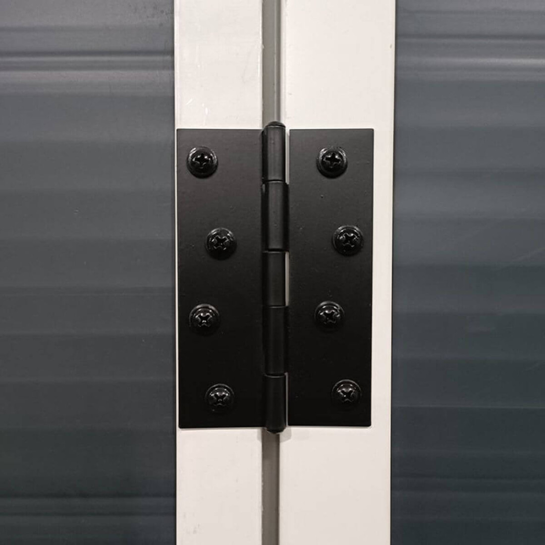 Zawiasy do drzwi domku narzędziowego Vermont - 190x280cm - Hardmaister, czarne, metalowe