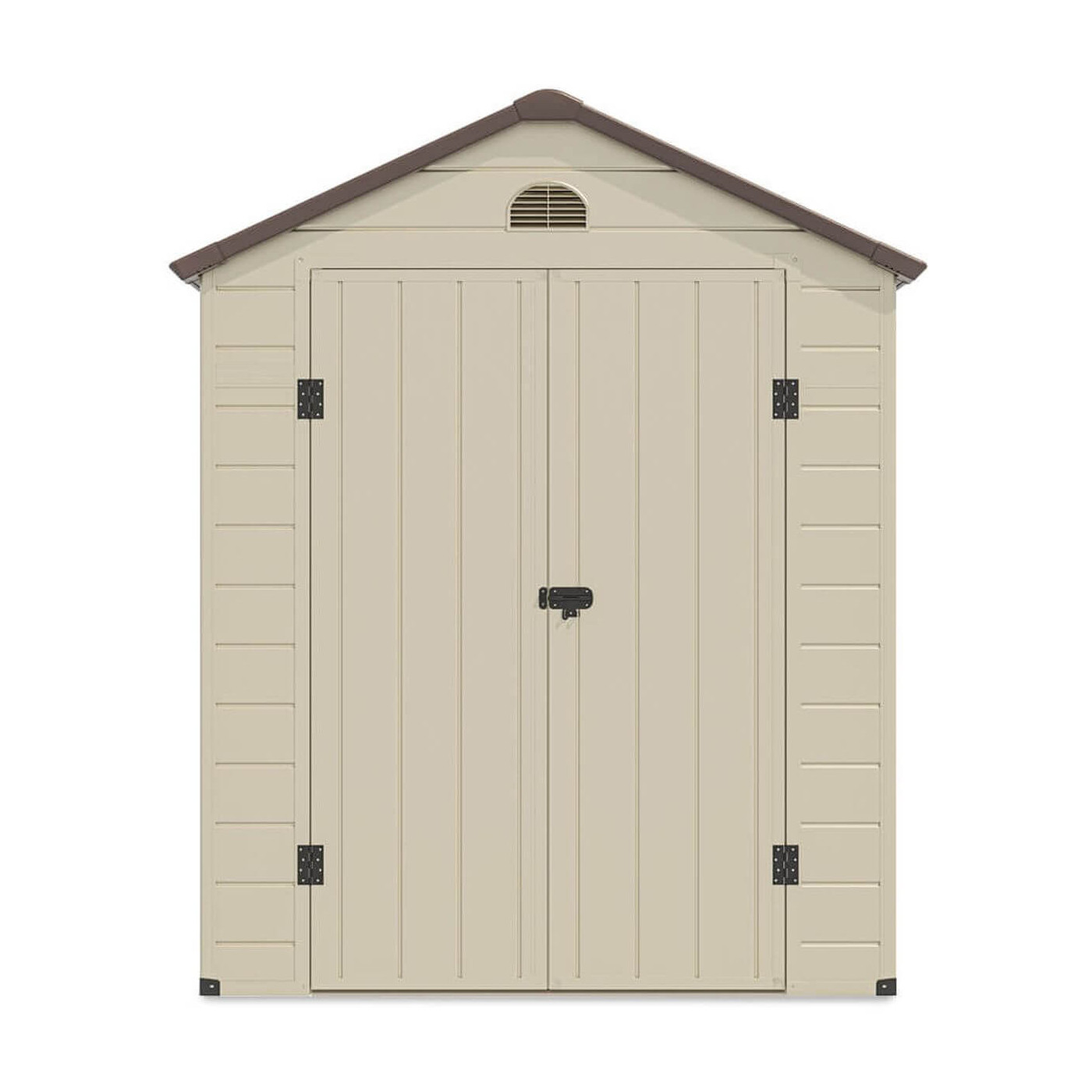 Widok na przód domku ogrodowego Vermont 190x280cm od Hardmaister, na białym tle 