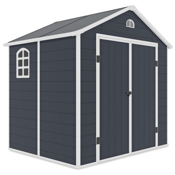 Domek narzędziowy Vermont - 242x192cm - Hardmaister, w kolorze Cold Grey