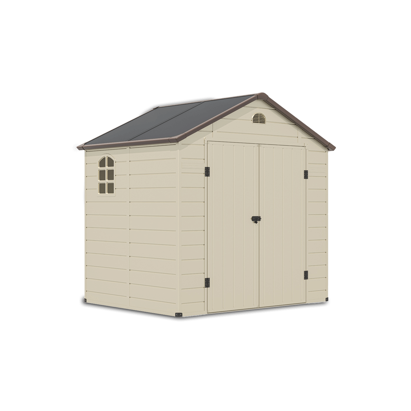 Domek narzędziowy Vermont w kolorze beżowym, podwójne szerokie drzwi 